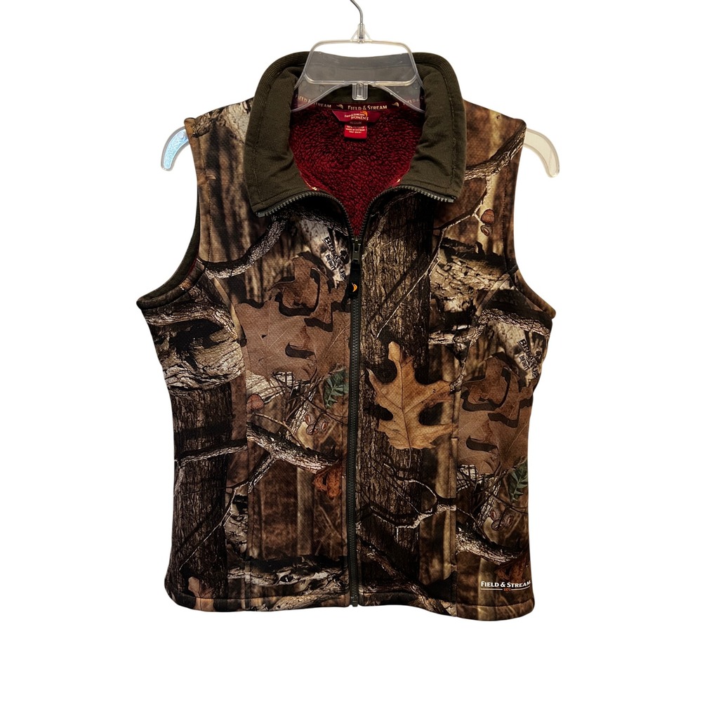 Field & Stream Womens Camo Sherpa Lined Vest break-up Infinity Full Zip Size M